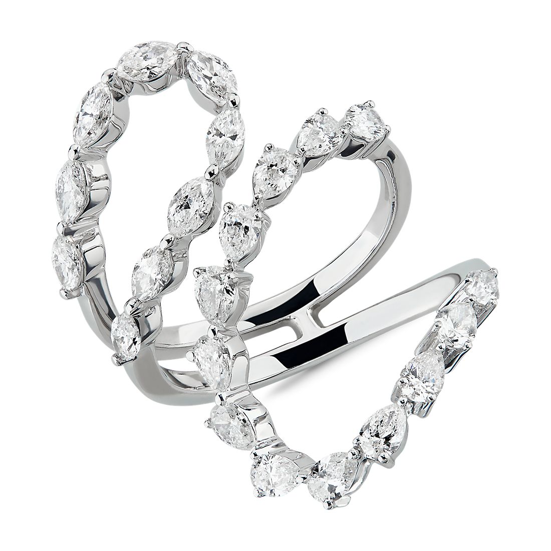 Twist diamond ring in white gold