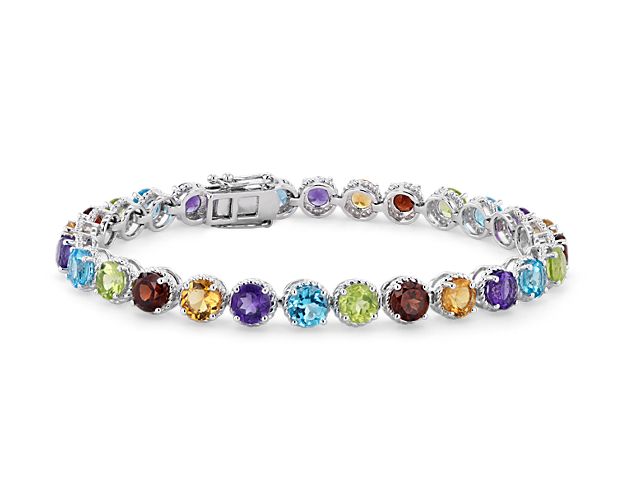 Multicolor Round Rope Bracelet in Sterling Silver (5mm)