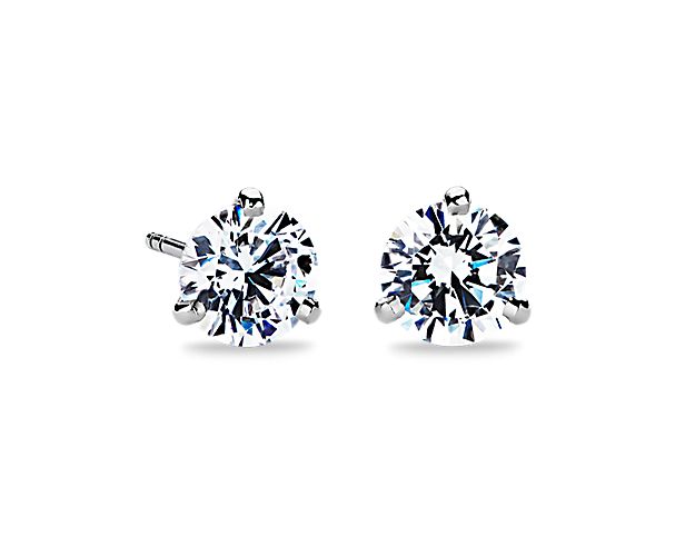 Three-Prong Martini Earrings in Platinum